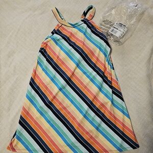 Lands' End Colorful Diagonal Stripe Women's Tunic Swim Dress